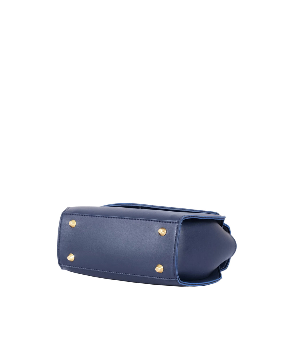 Blue top-handle hexagon bag
