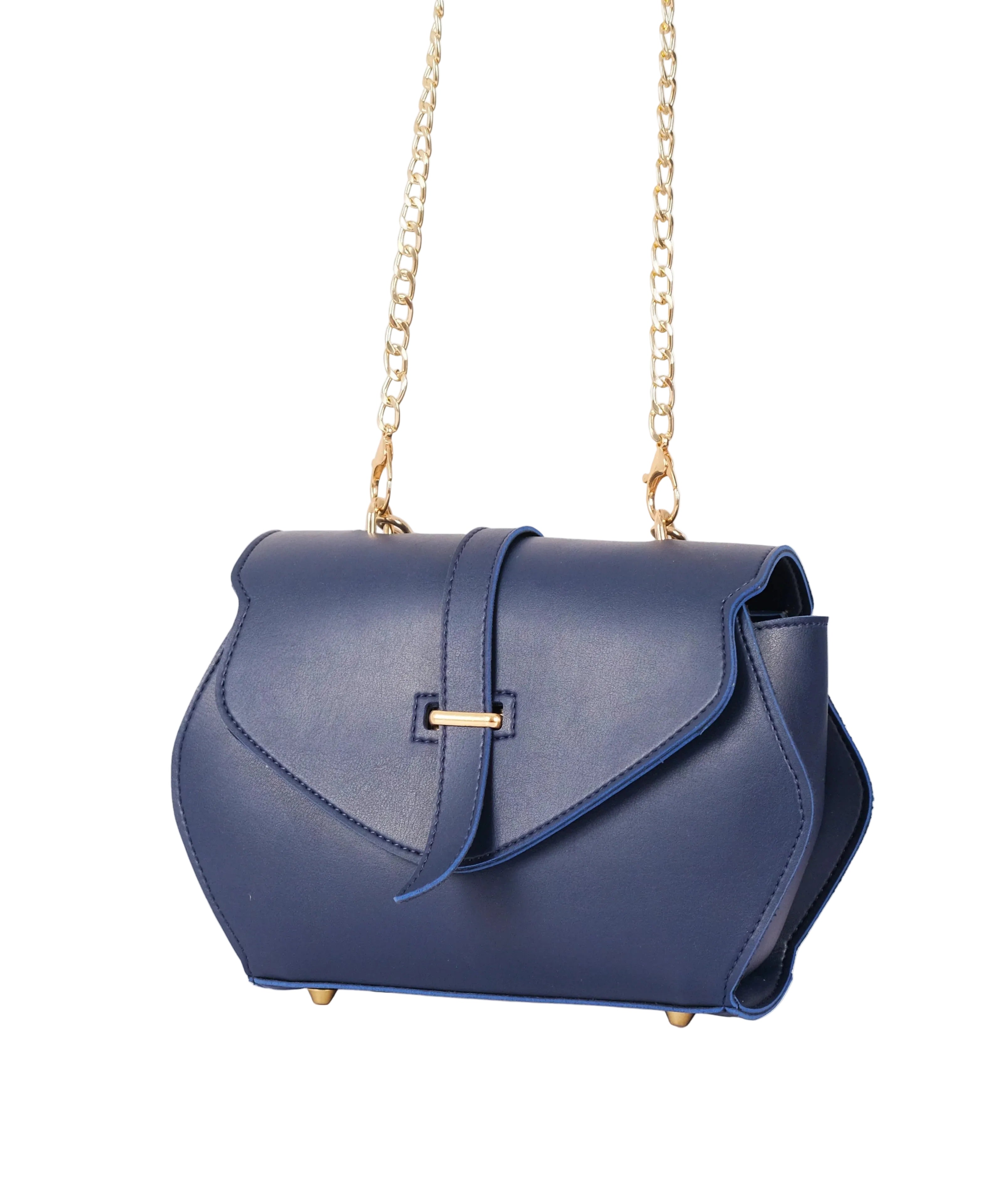 Blue top-handle hexagon bag
