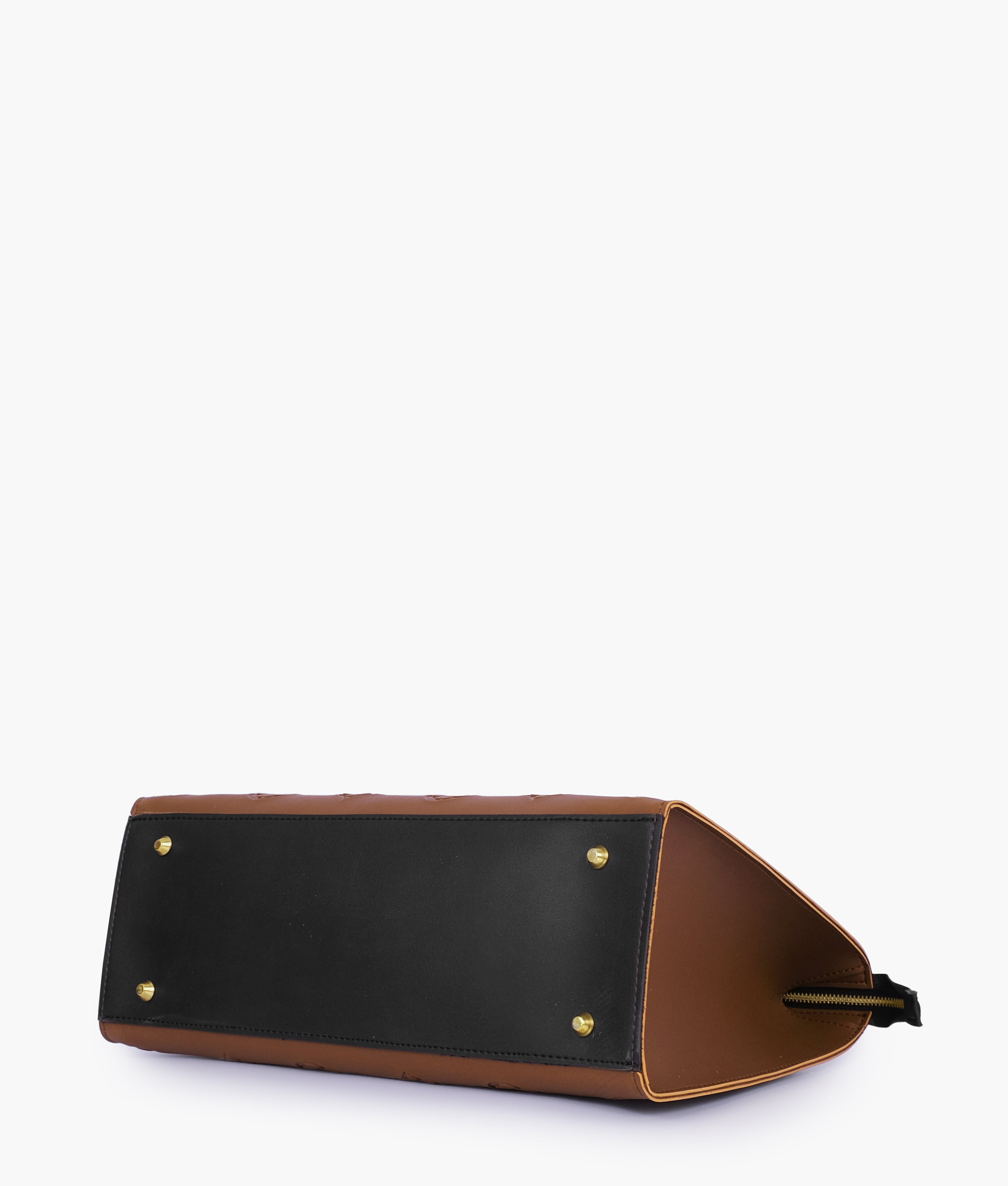 Brown and black on-the-go handbag