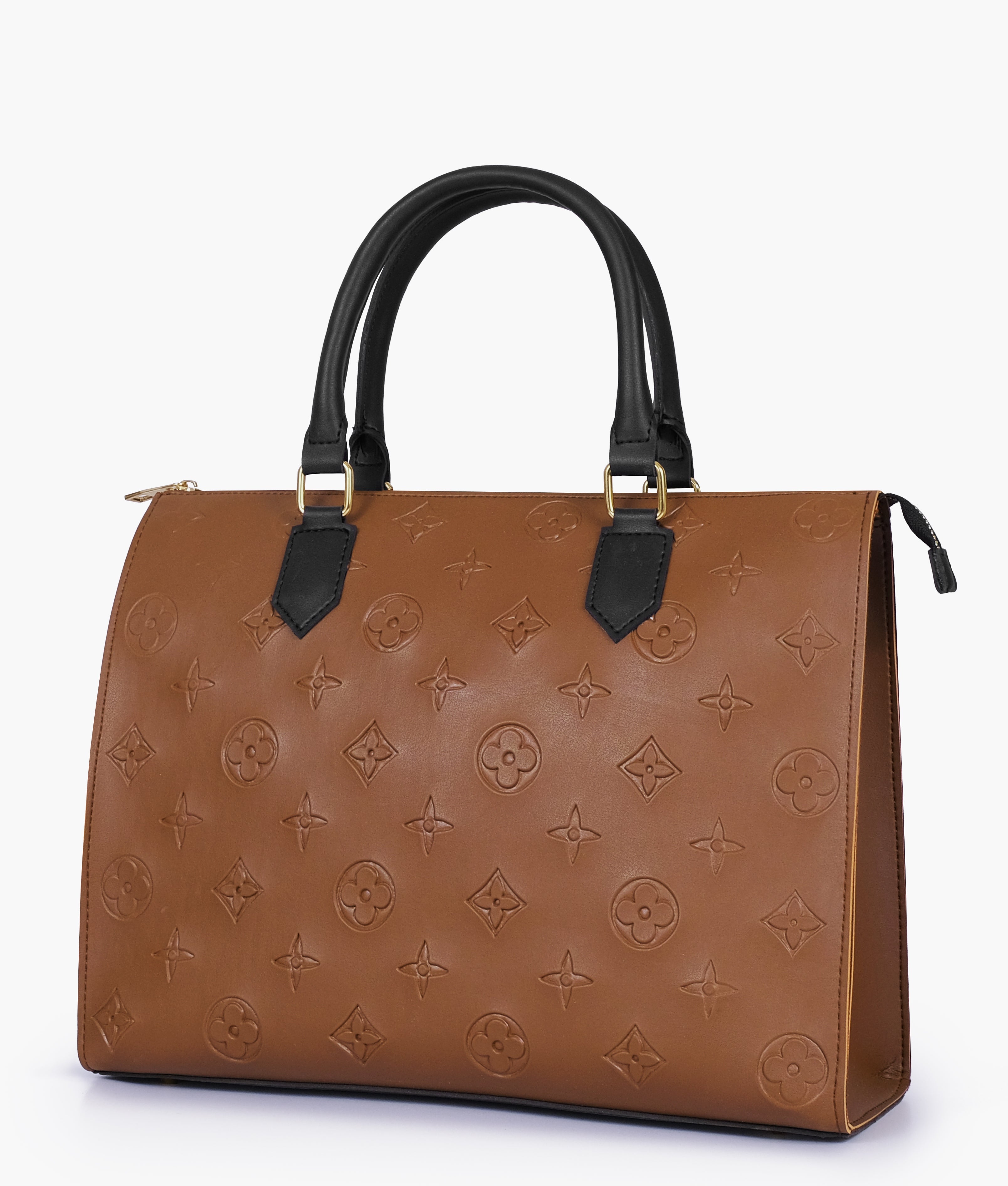 Brown and black on-the-go handbag