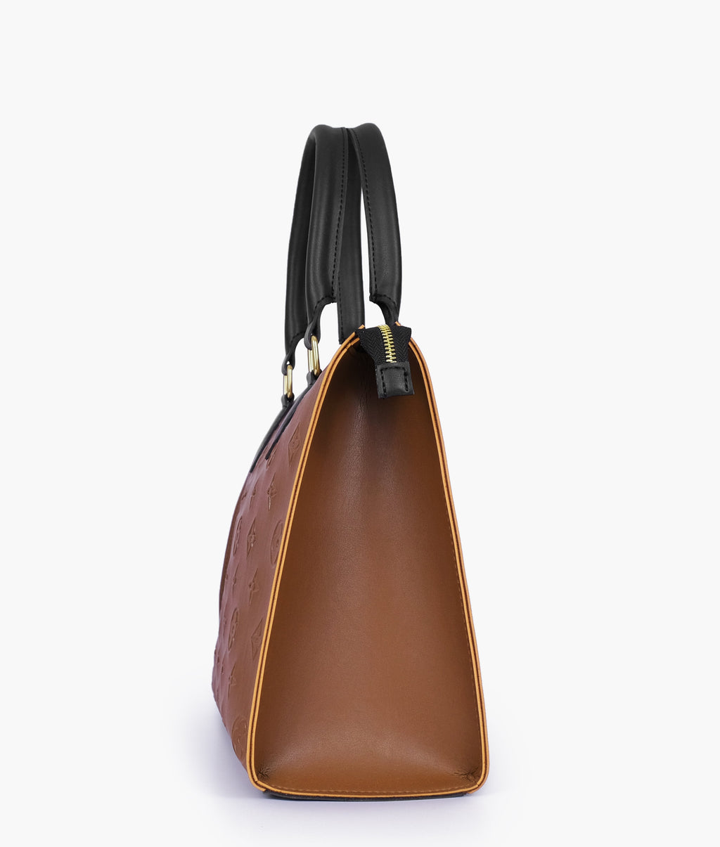 Brown and black on-the-go handbag