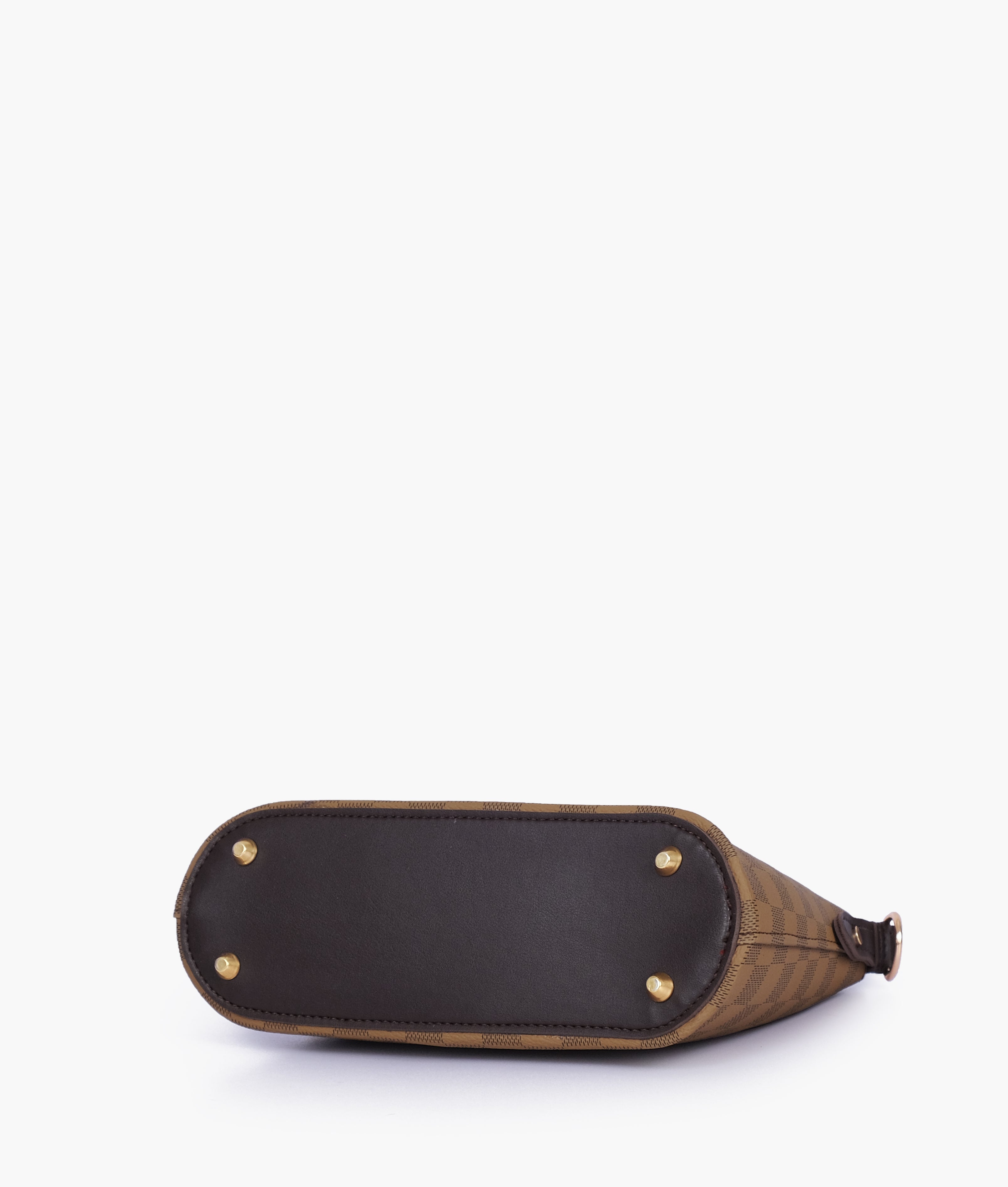 Brown checkered dome cross-body bag