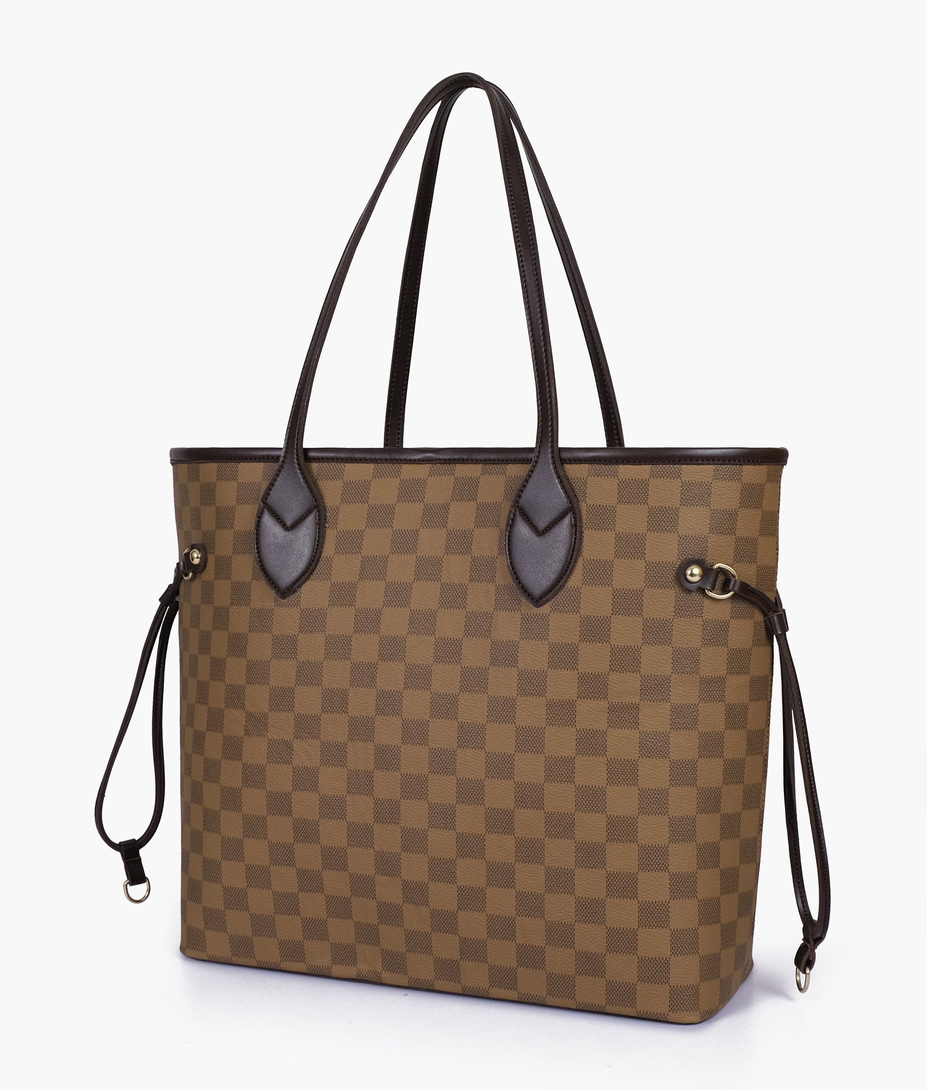 Brown checkered neverfull two piece set