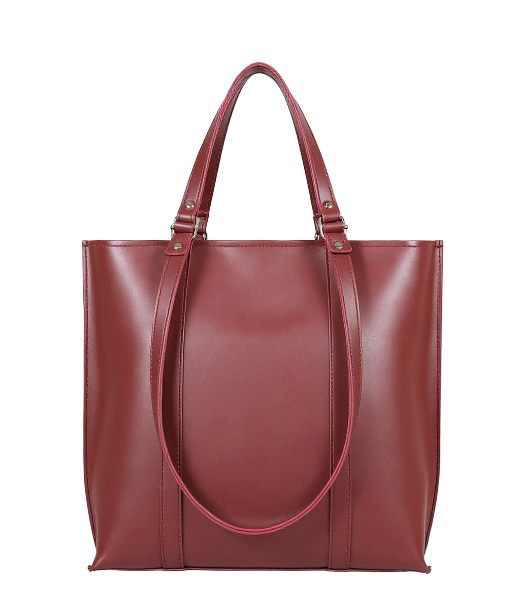 Burgundy double-handle tote bag