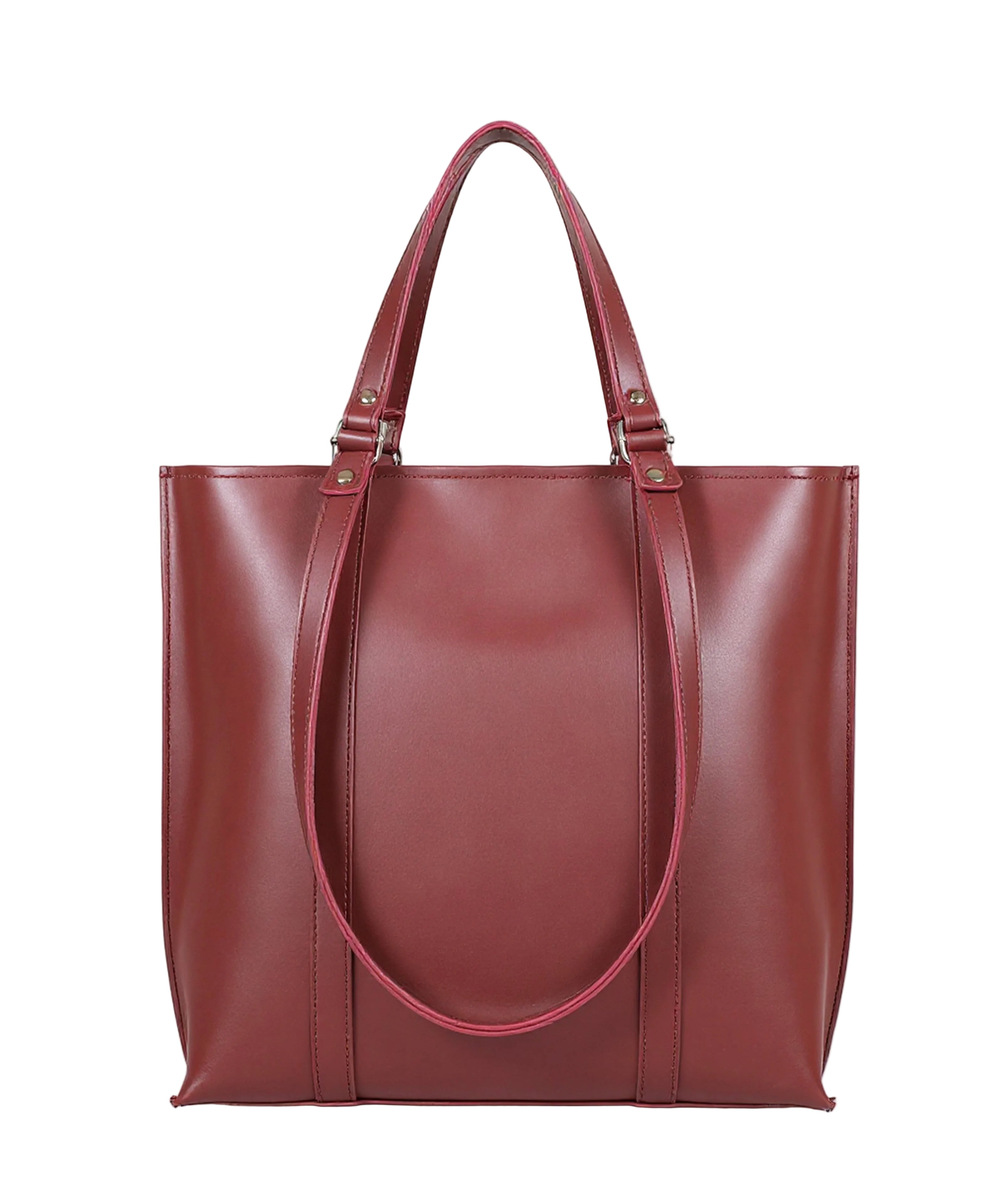Burgundy double-handle tote bag