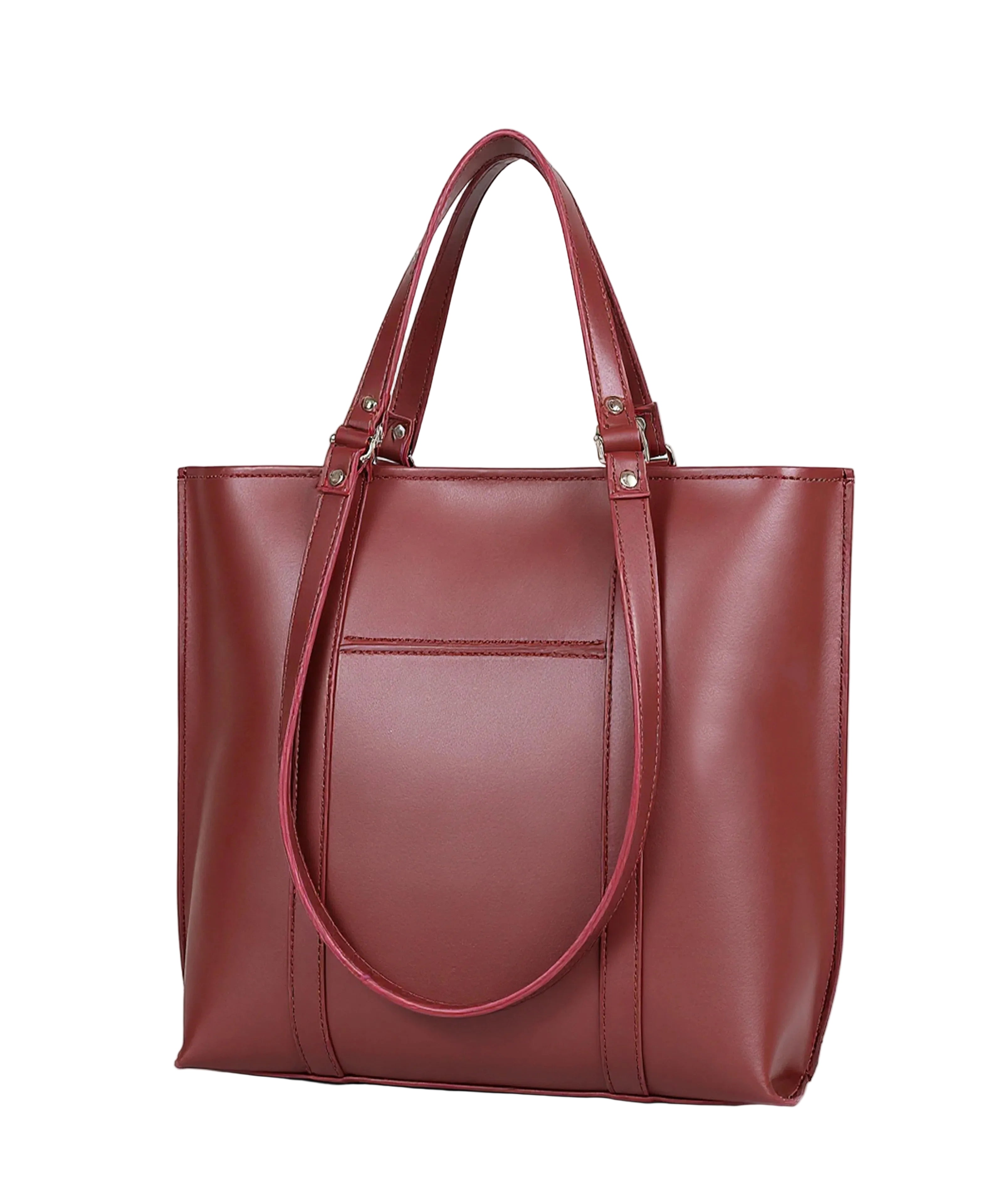 Burgundy double-handle tote bag