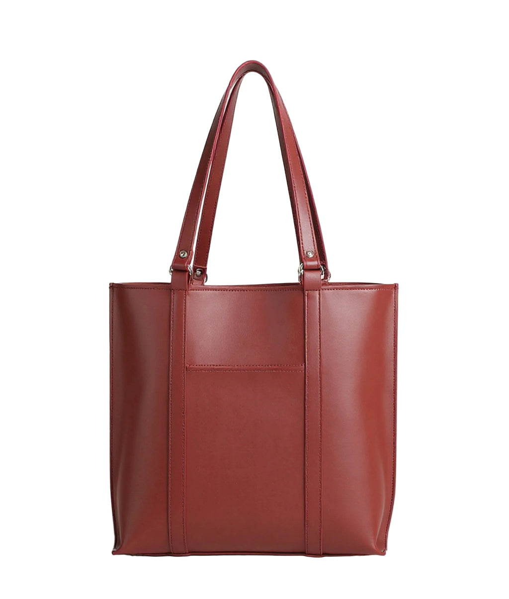Burgundy double-handle tote bag