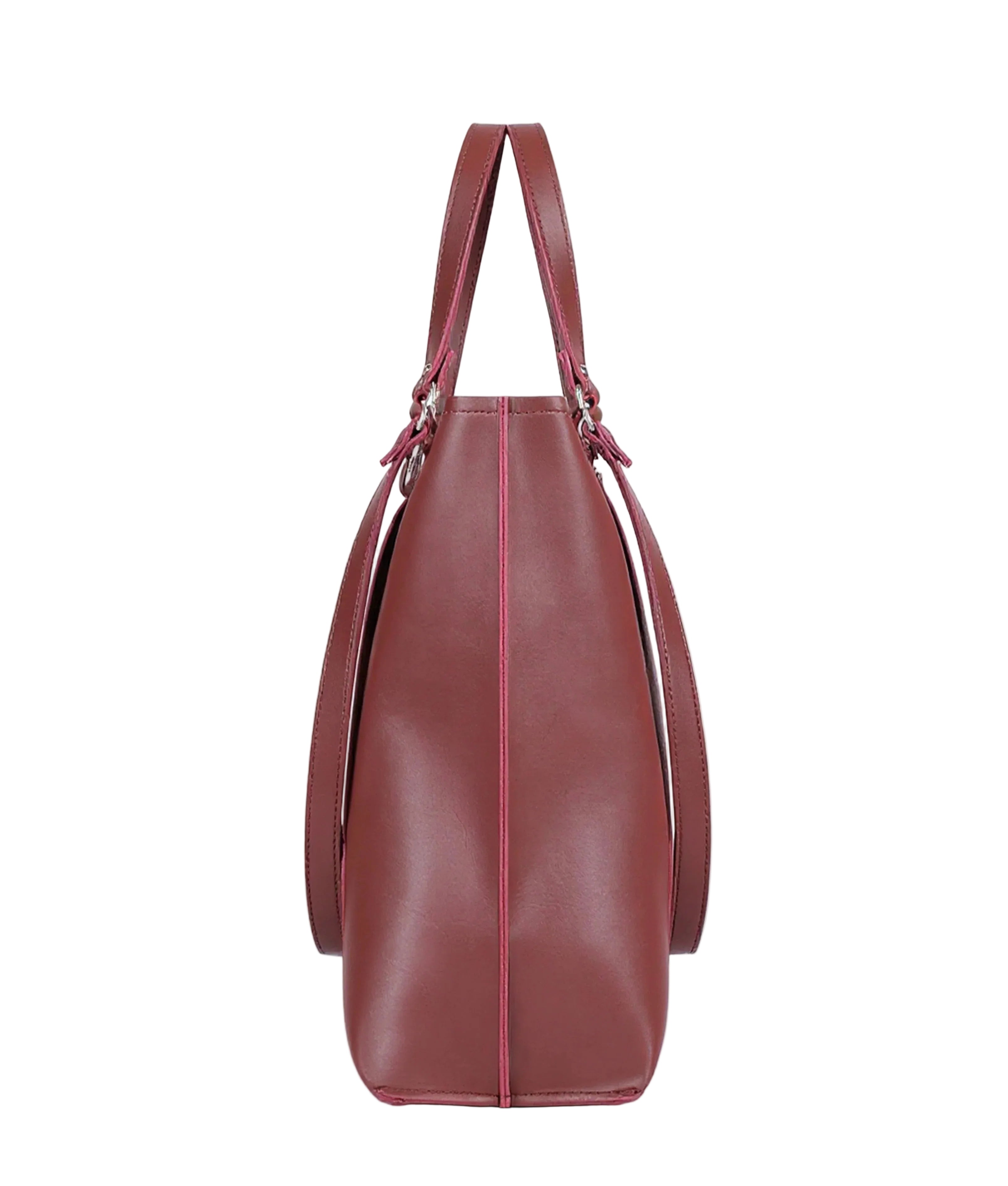 Burgundy double-handle tote bag