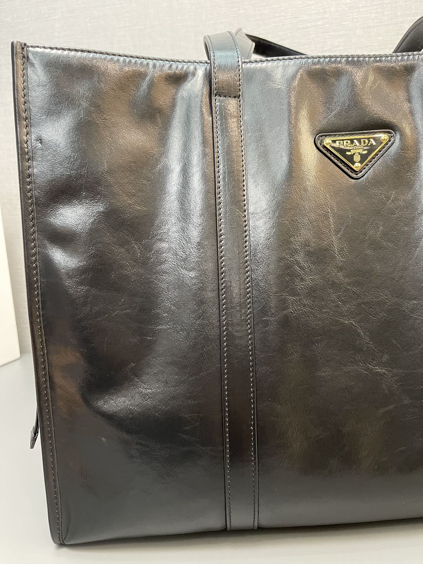 Prada large leather tote bag