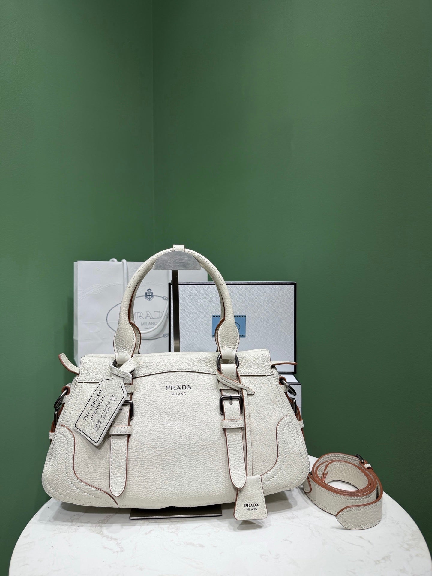 Prada large leather tote bag