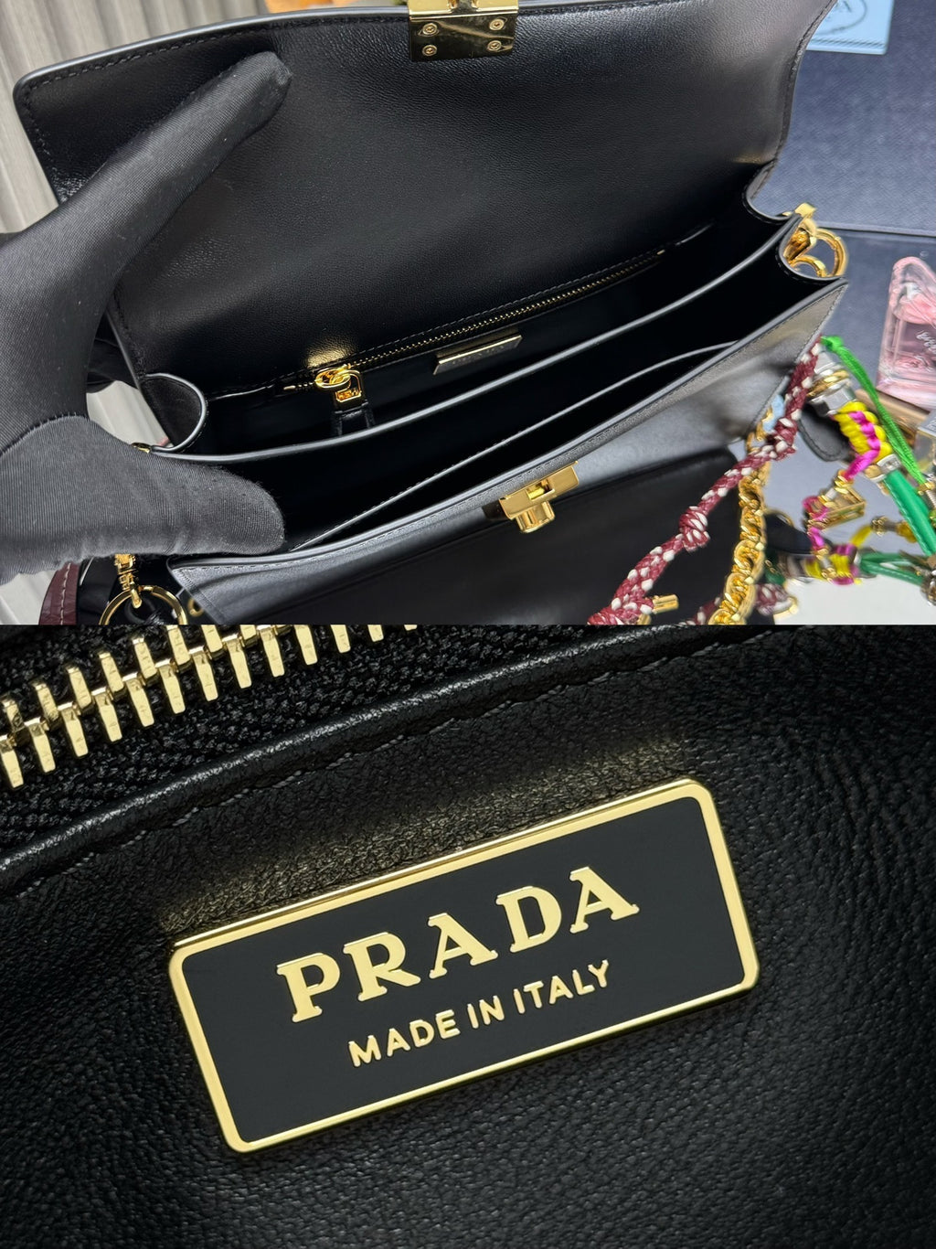 Prada Soft Sound small leather shoulder bag with charms