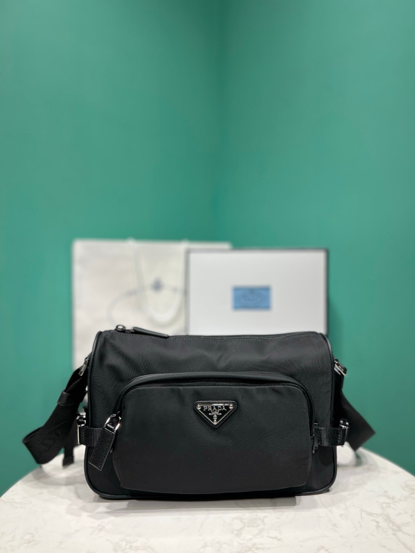 Prada medium Re-Nylon and Saffiano leather shoulder bag