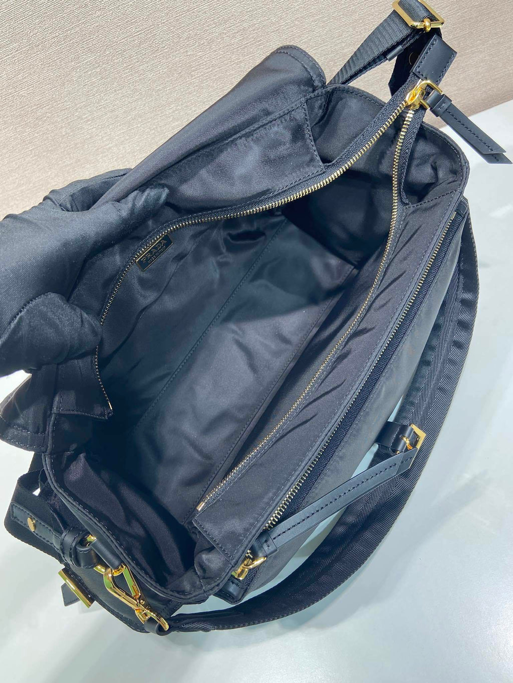 Prada Explore large Re-Nylon shoulder bag with flap