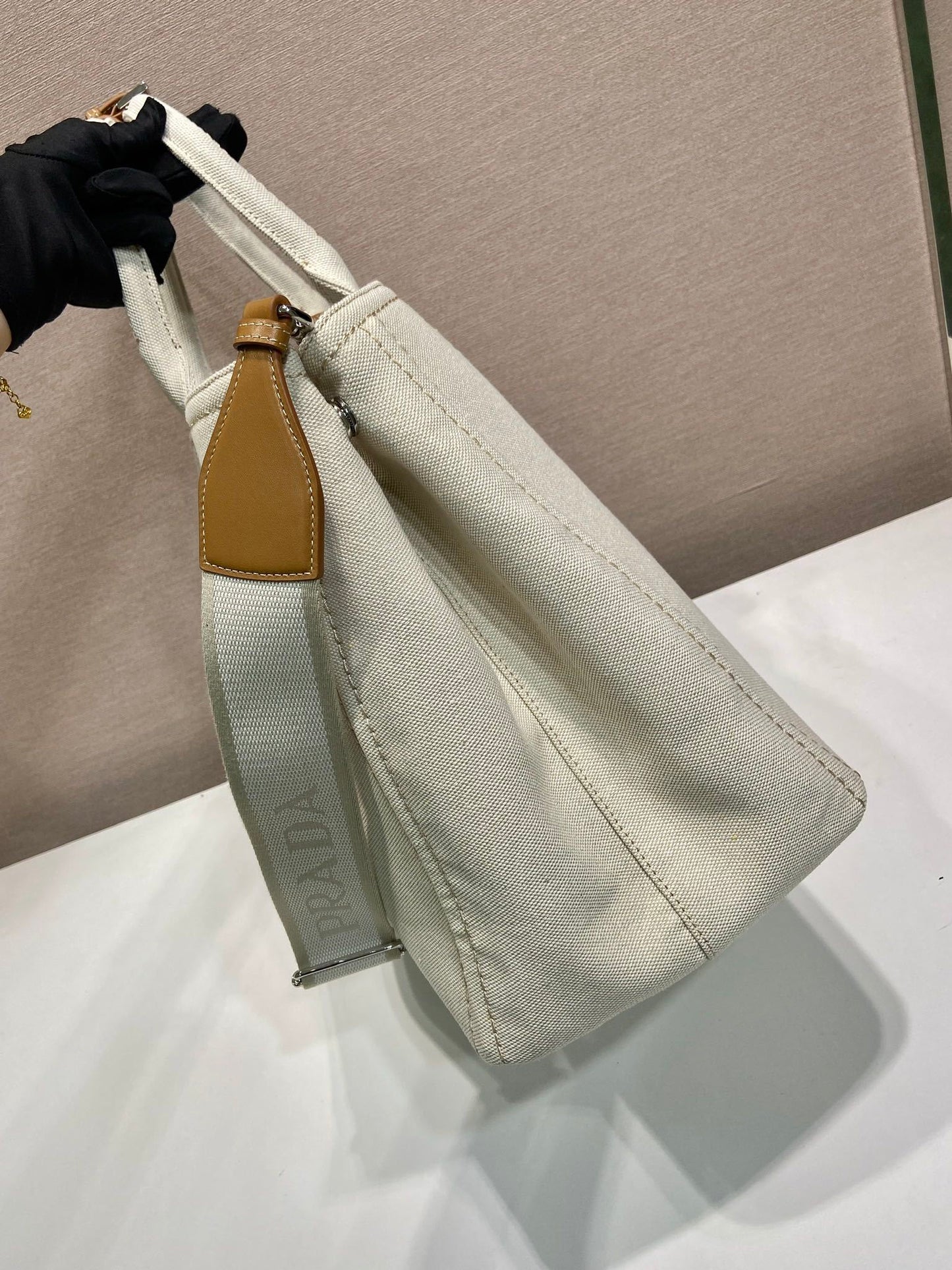 Prada Jardiniere extra-large linen blend tote bag