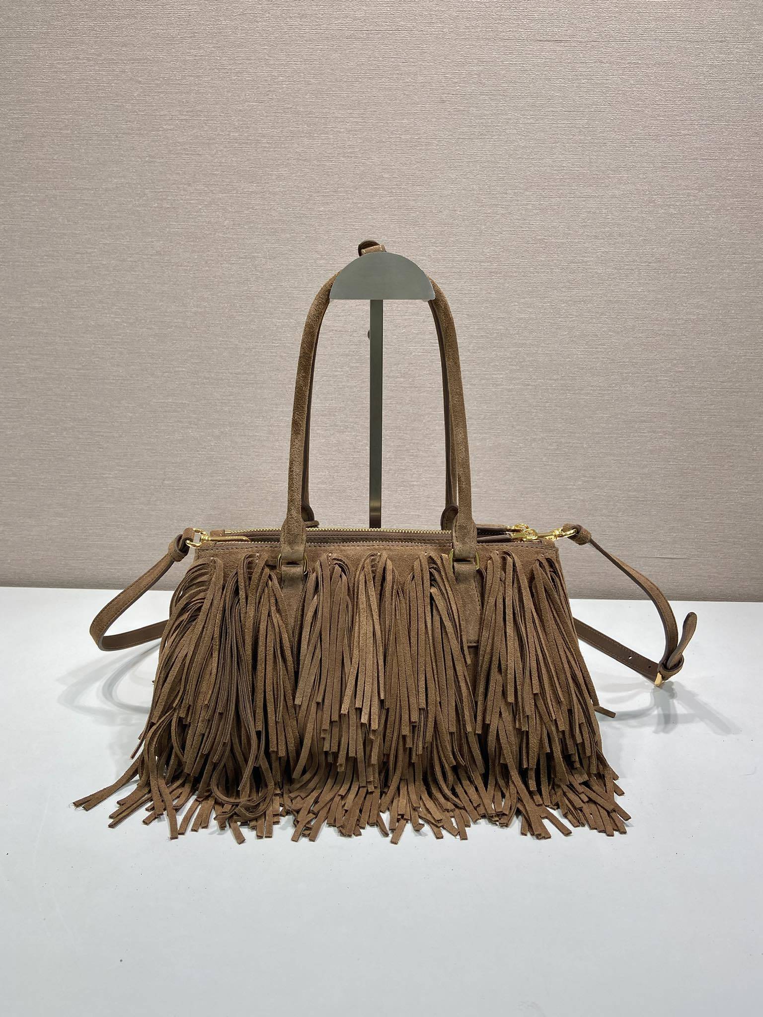 Prada Galleria medium suede bag with fringe