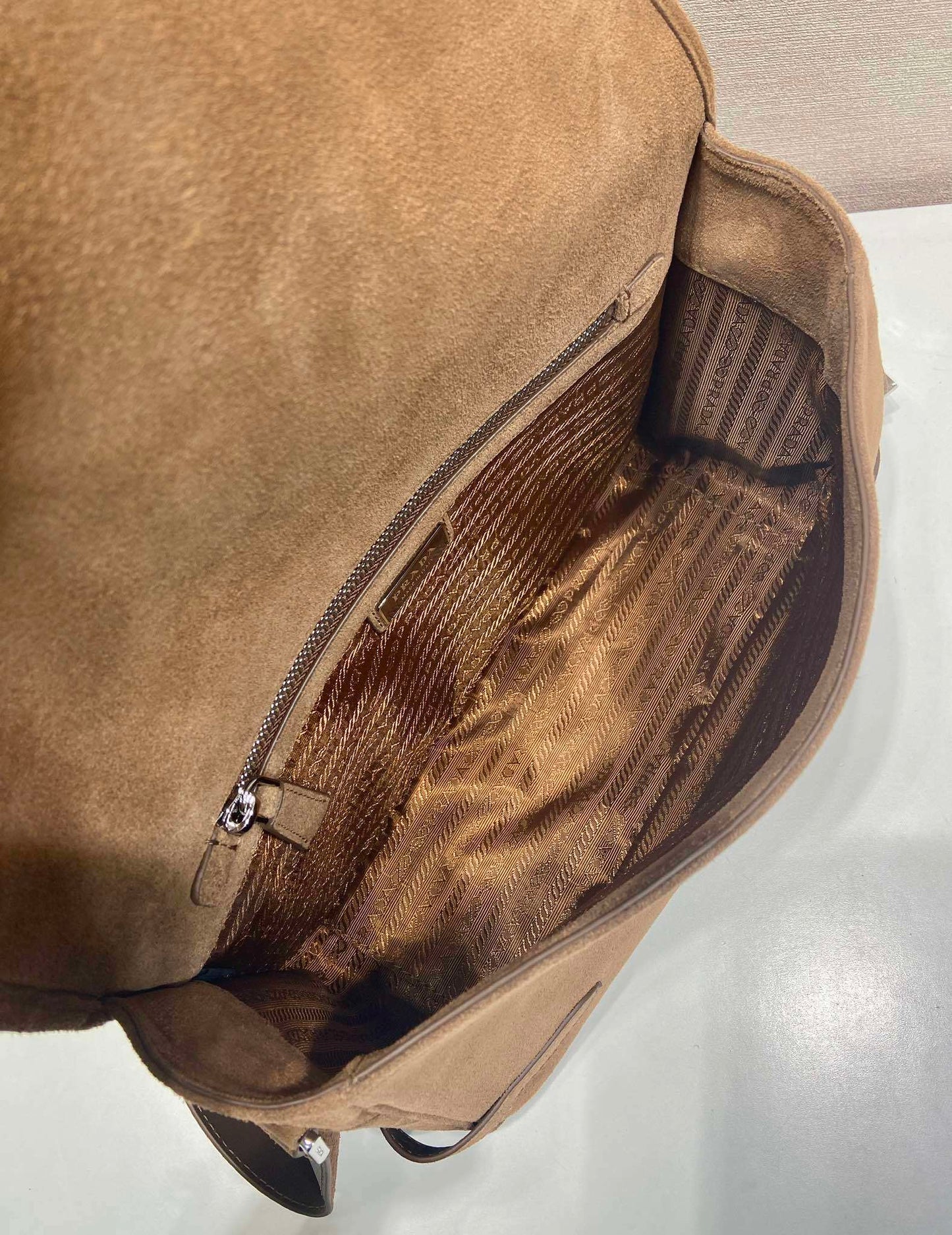 Prada suede shoulder bag