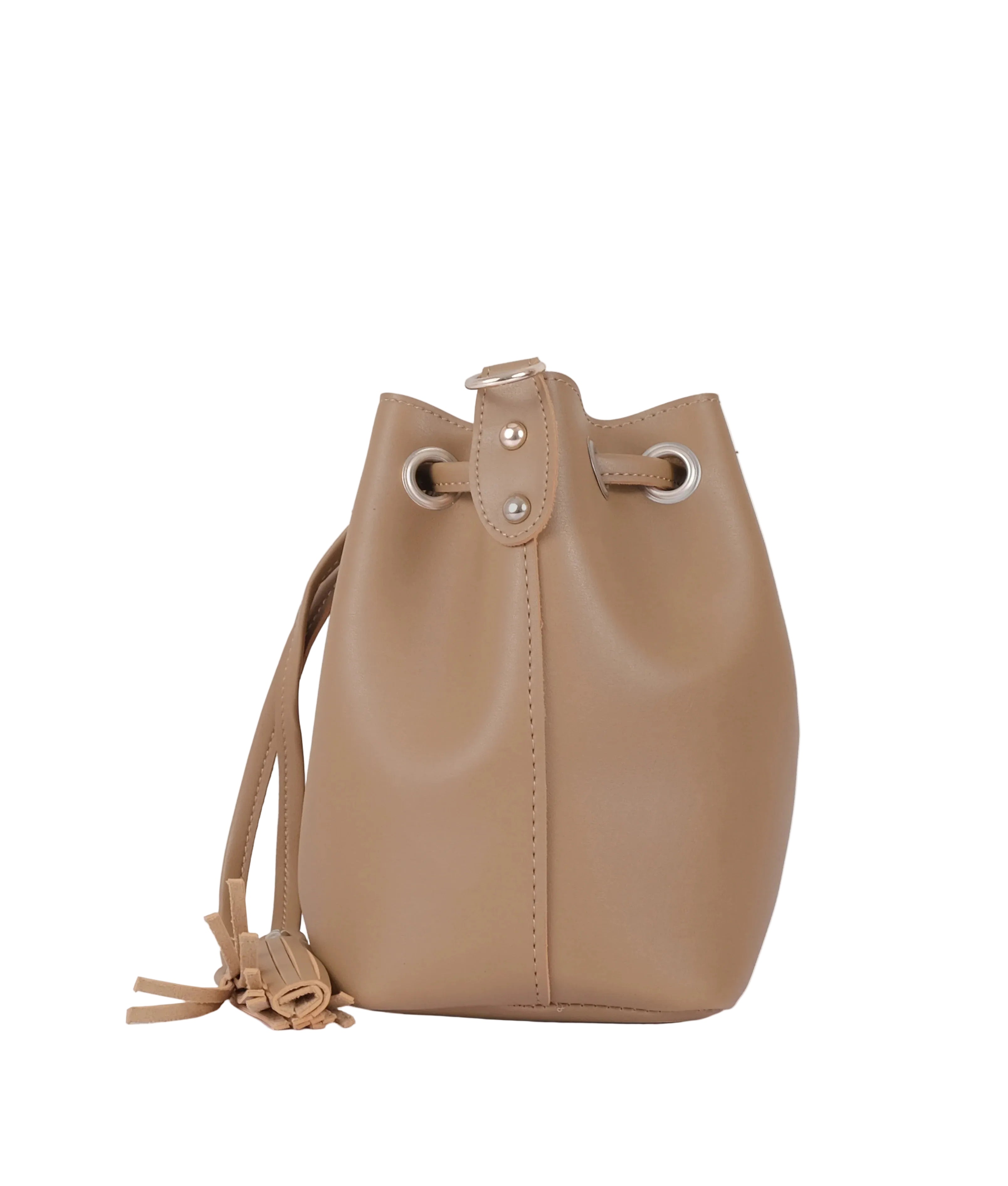 Brown bucket bag