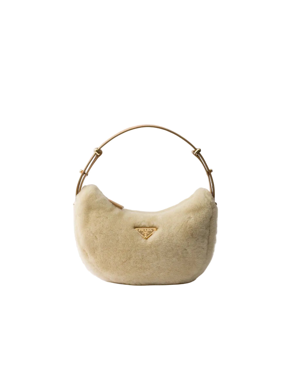 Prada Arqué shearling and leather shoulder bag