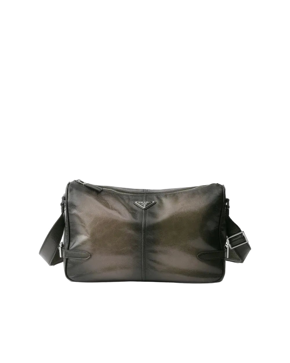 Prada Antiqued leather zipper shoulder bag
