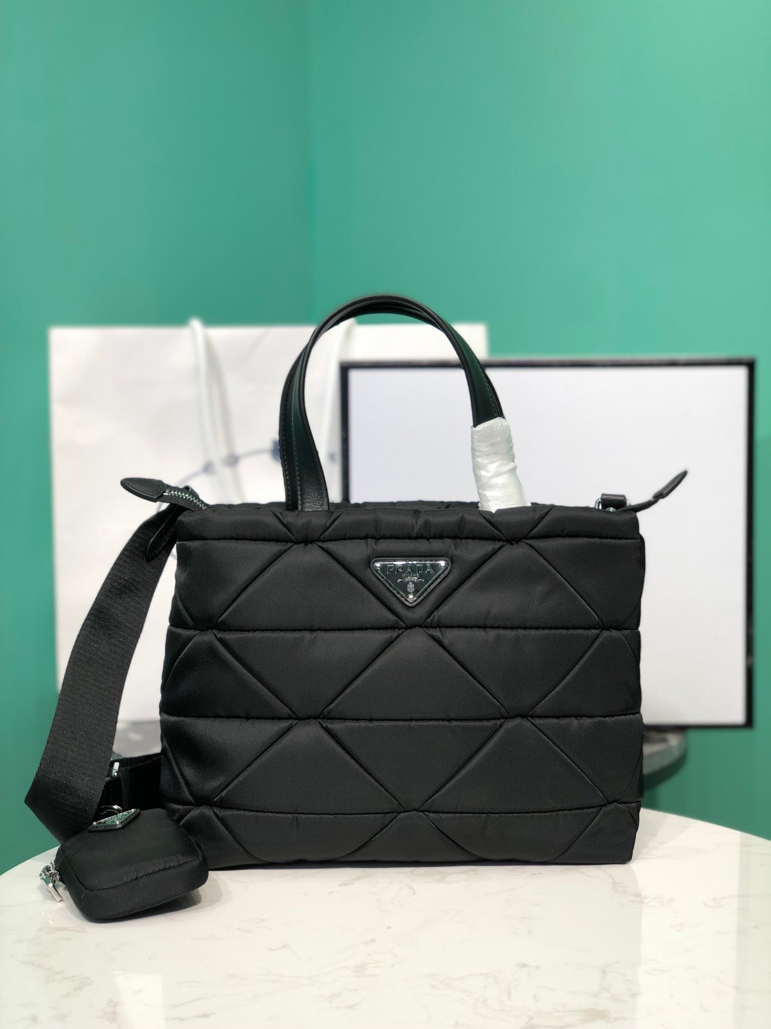 Prada small padded Re-Nylon tote