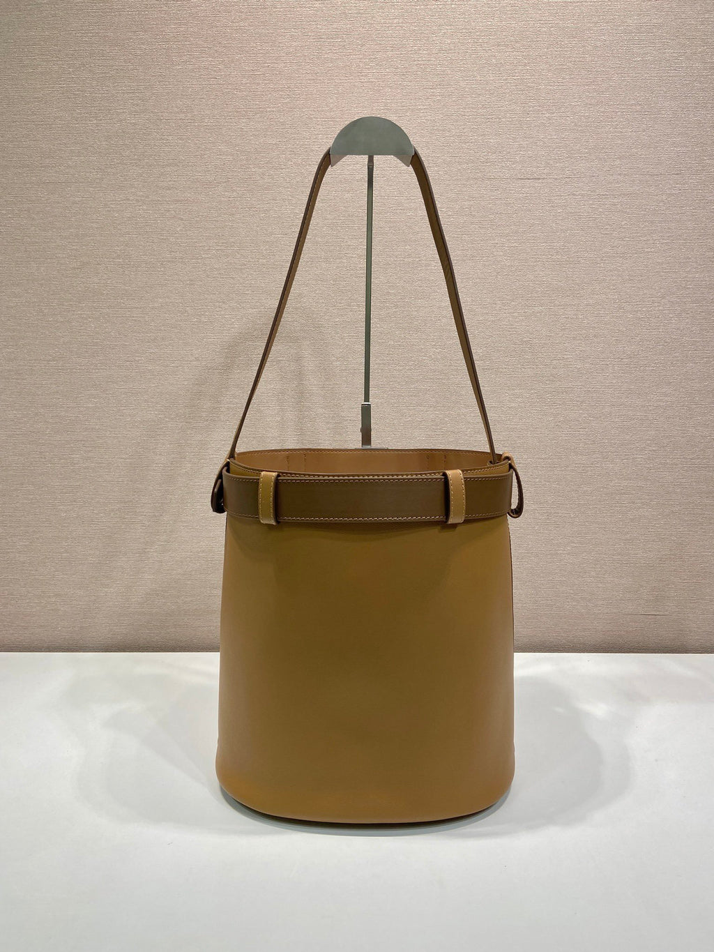 Prada Buckle leather bucket bag with belt