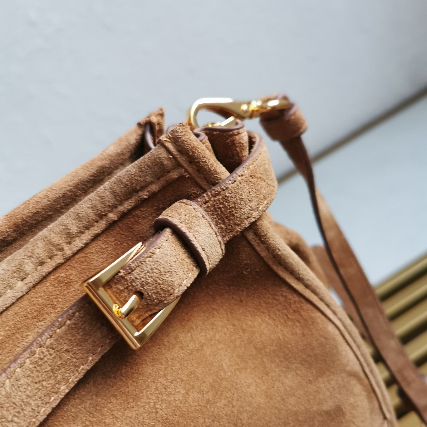 Prada Bonnie large suede handbag