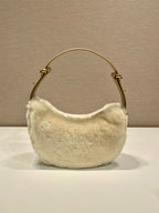 Prada Arqué shearling and leather shoulder bag