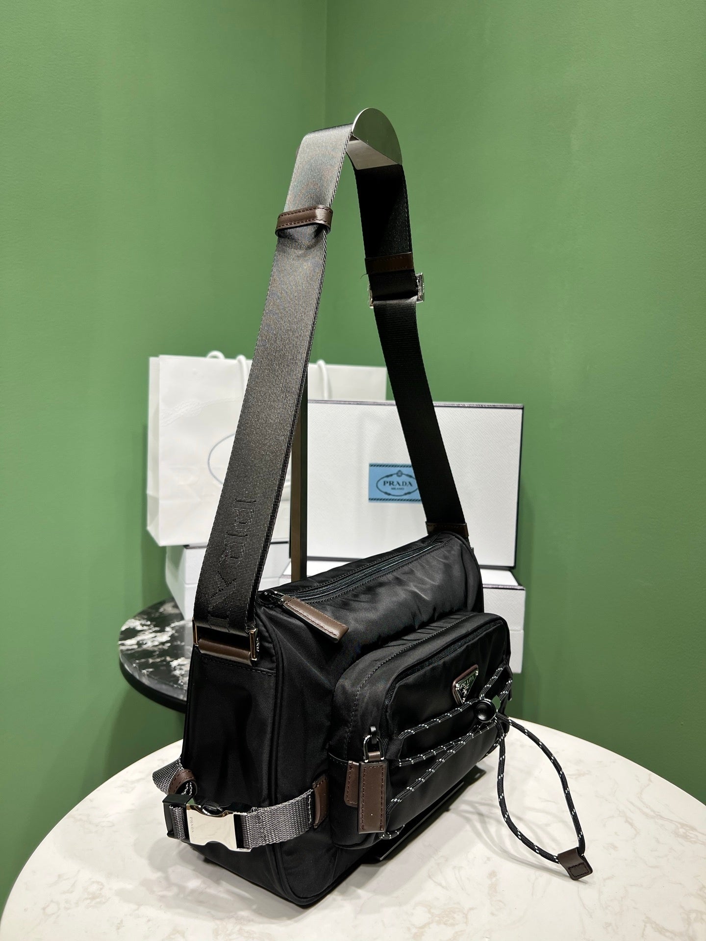 Prada Speedrock Re-Nylon and leather shoulder bag