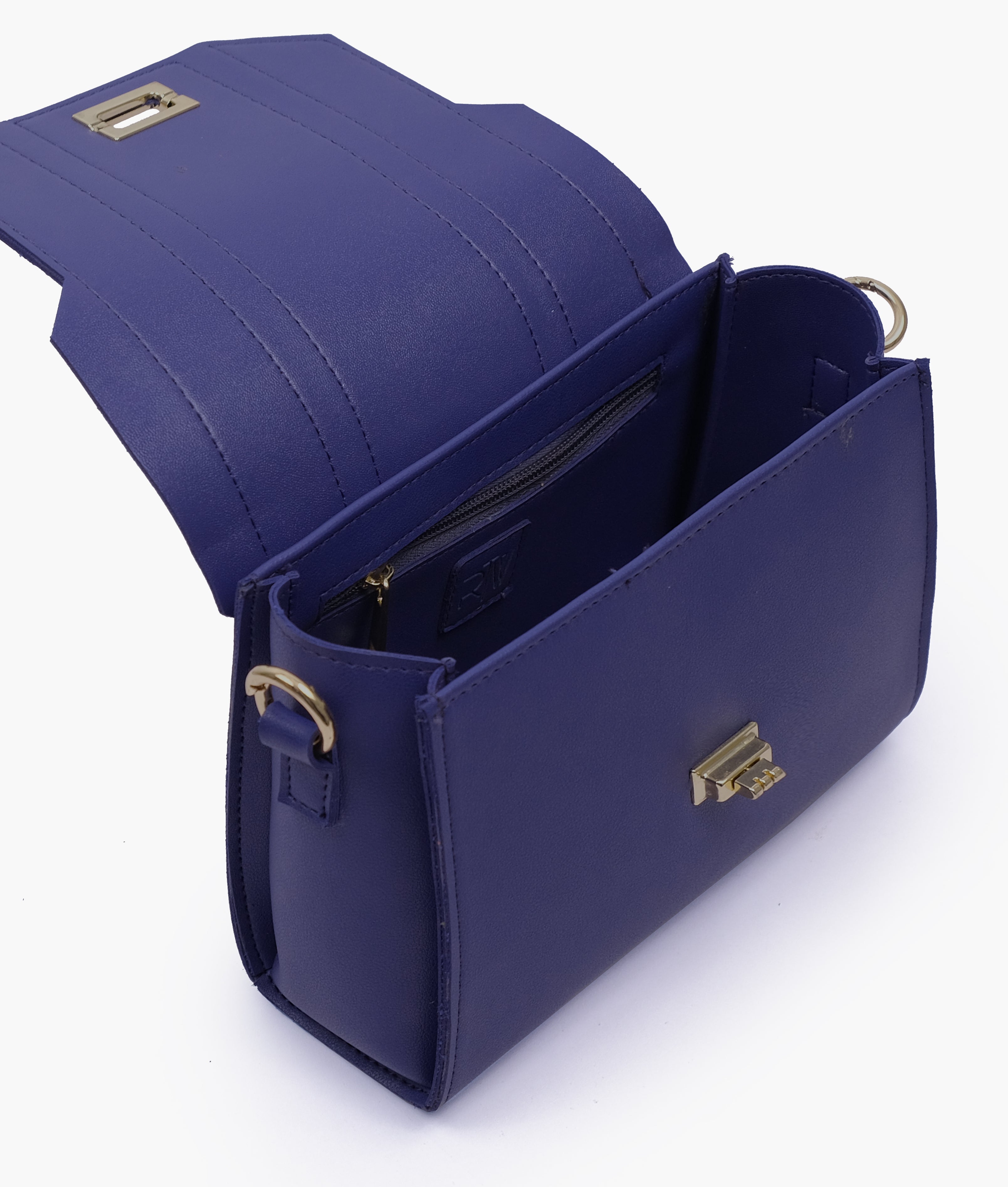 Dark blue compact top-handle cross-body bag