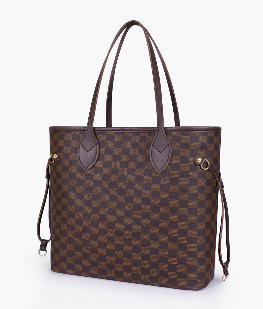 Dark brown checkered neverfull two piece set