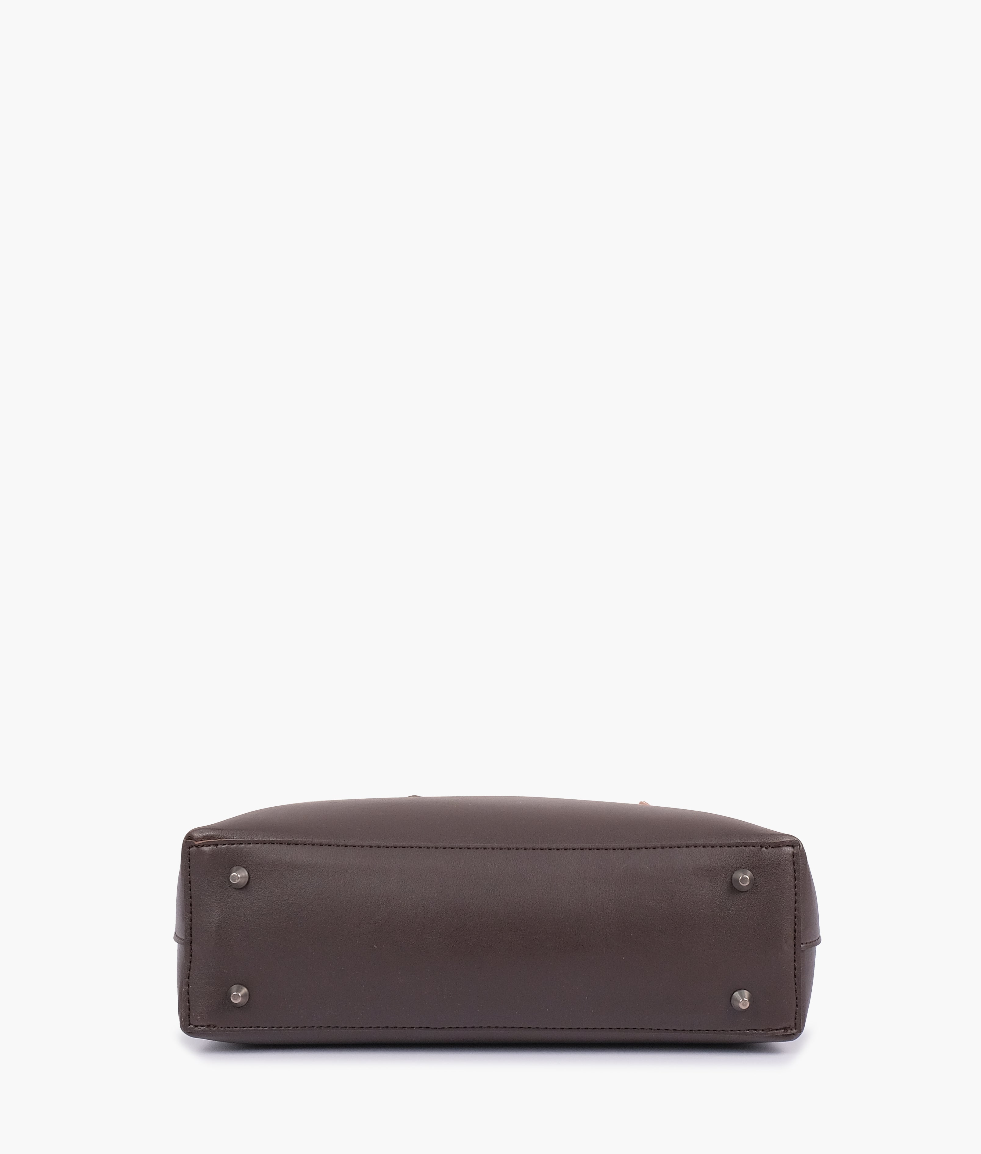 Dark brown tote bag with detachable pouch