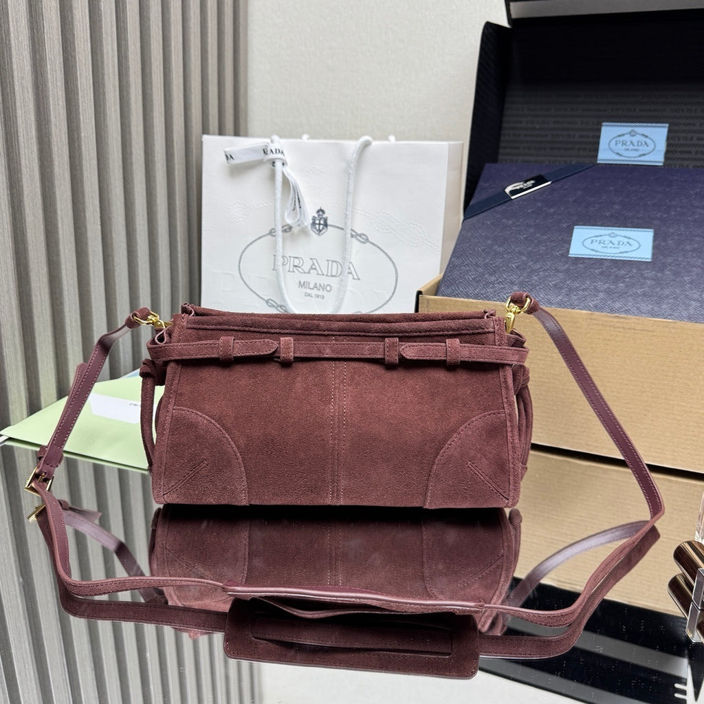 Prada Bonnie small suede shoulder bag
