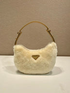 Prada Arqué shearling and leather shoulder bag