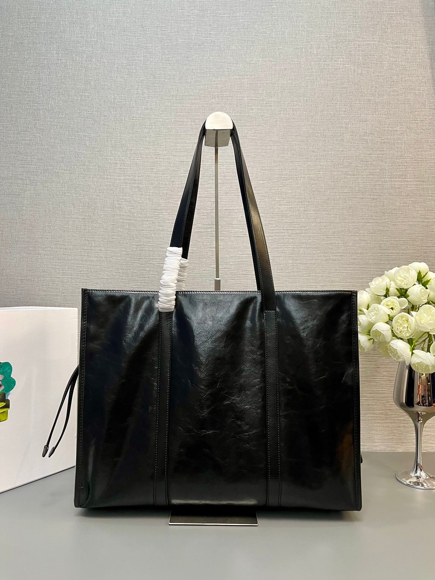Prada large leather tote bag