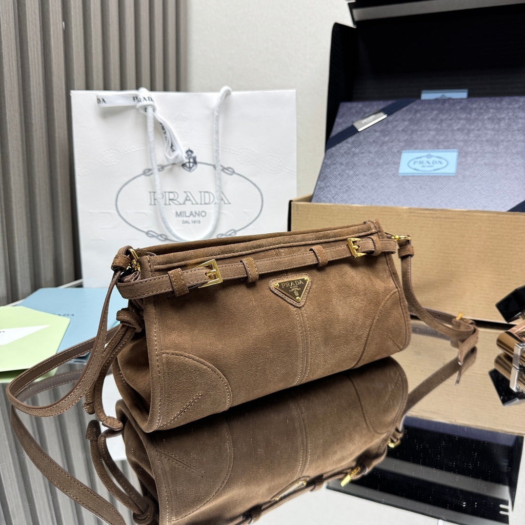 Prada Bonnie small suede shoulder bag