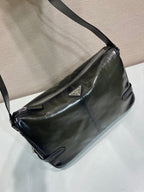 Prada Antiqued leather zipper shoulder bag
