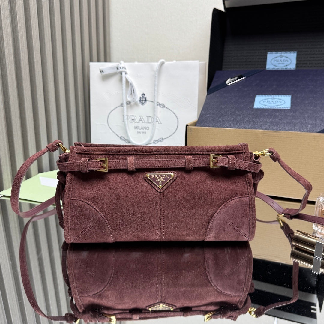 Prada Bonnie small suede shoulder bag