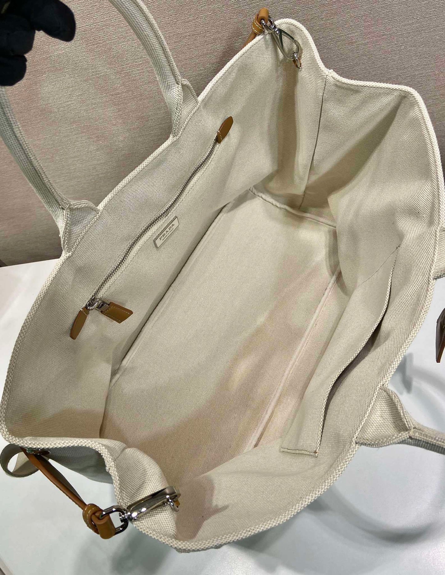 Prada Jardiniere extra-large linen blend tote bag