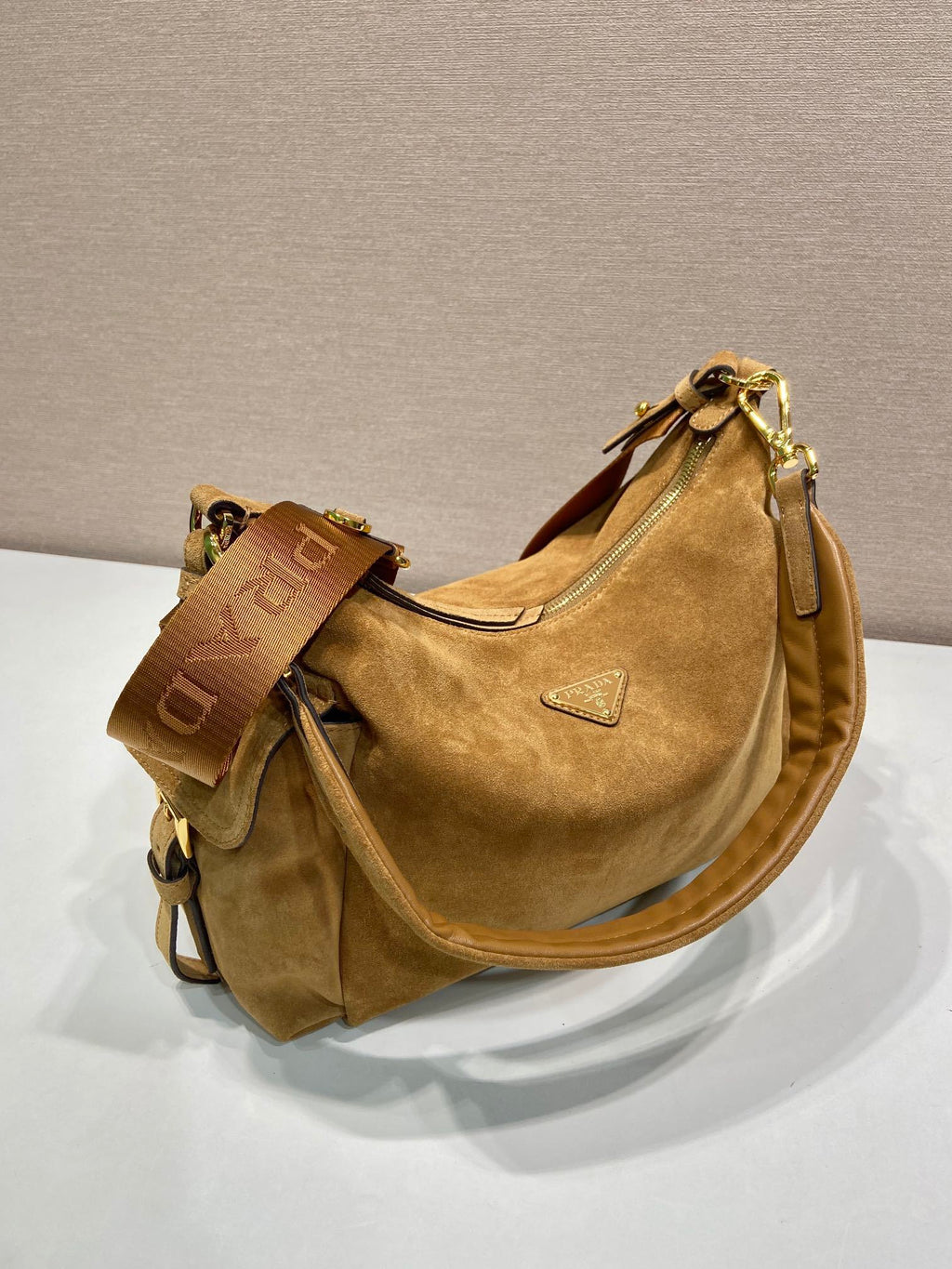Prada Explore large suede bag