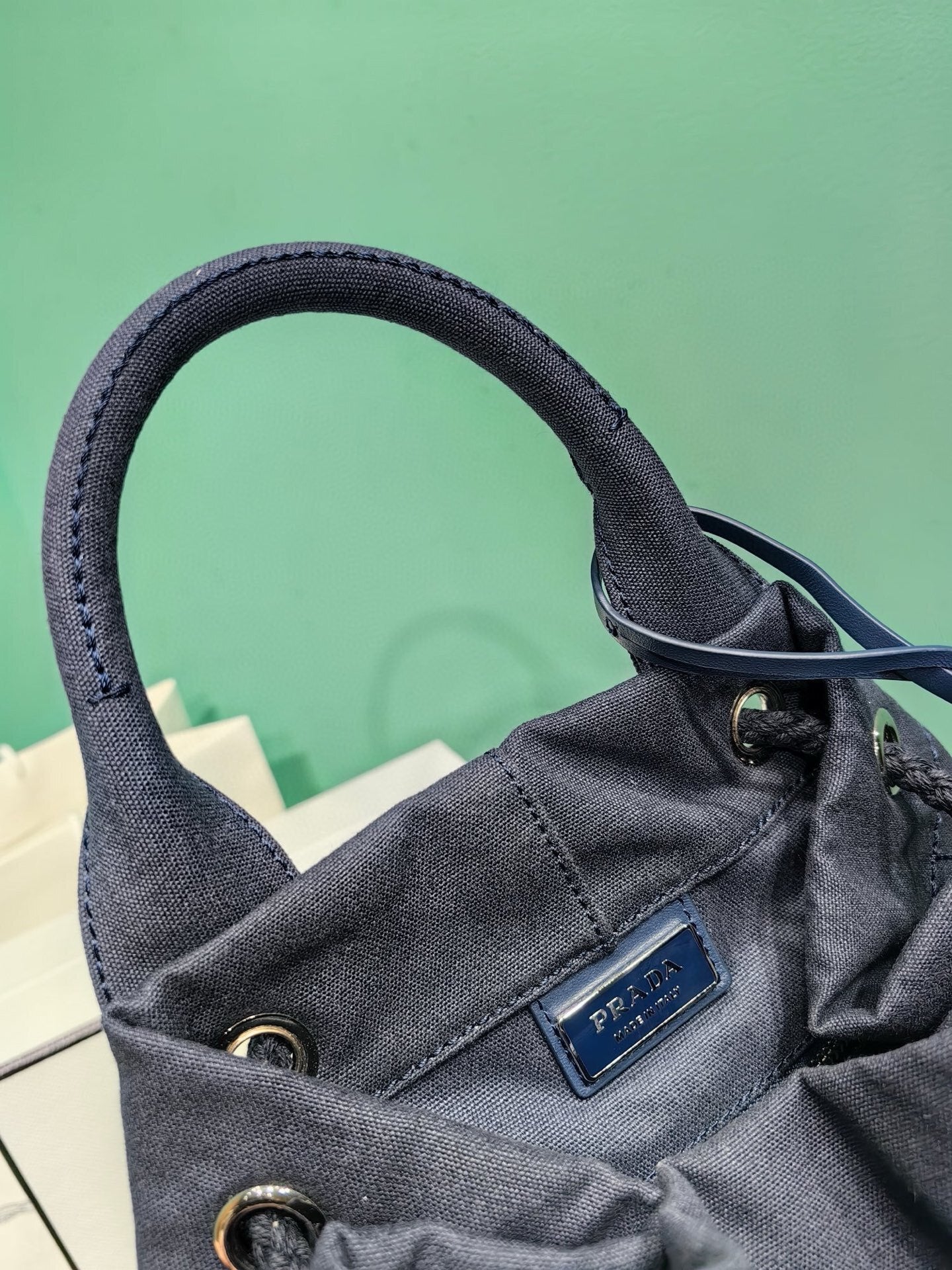 Prada canvas drawstring duffle bag