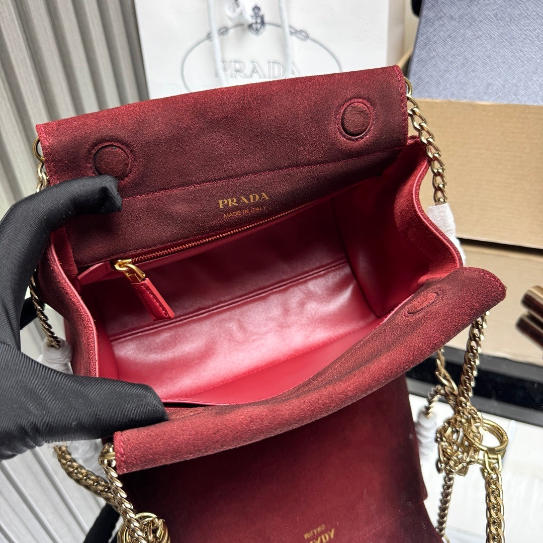Prada Enchaine mini suede bag
