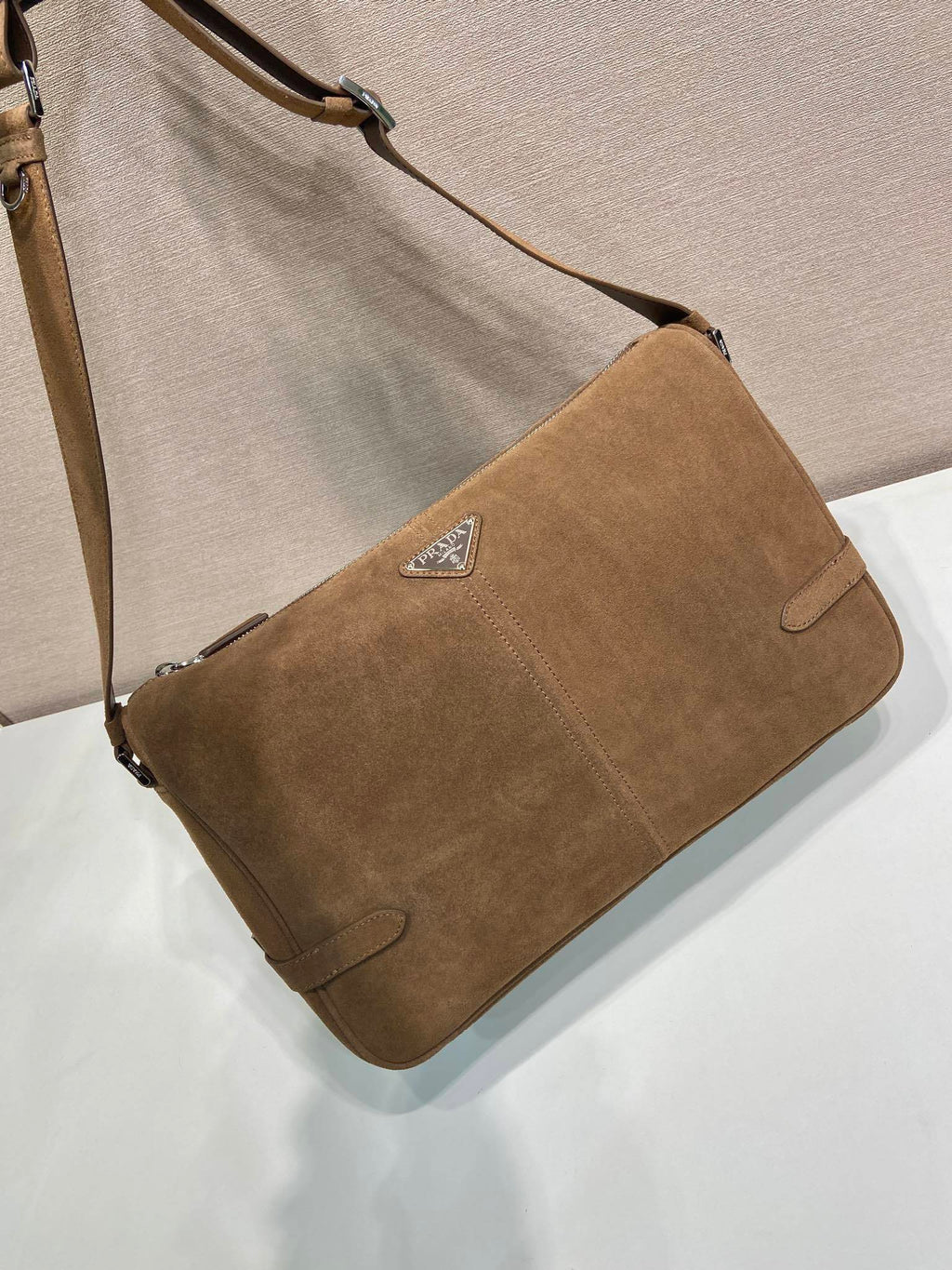 Prada suede shoulder bag