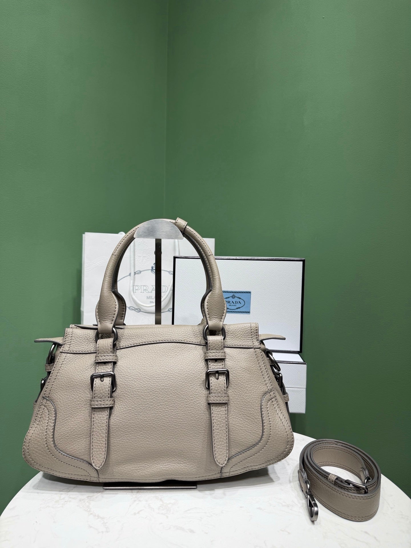 Prada large leather tote bag