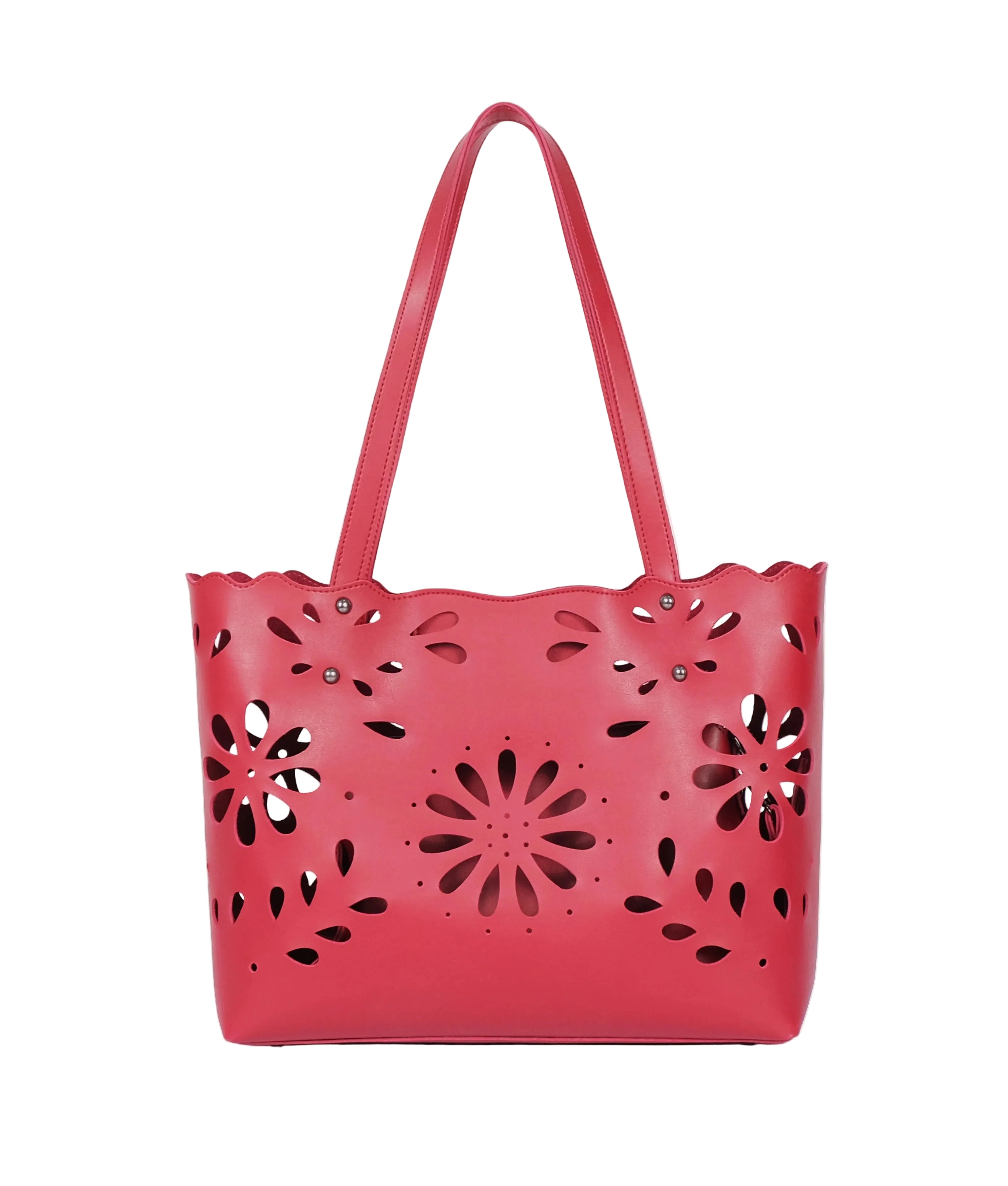 Red two-piece floral tote