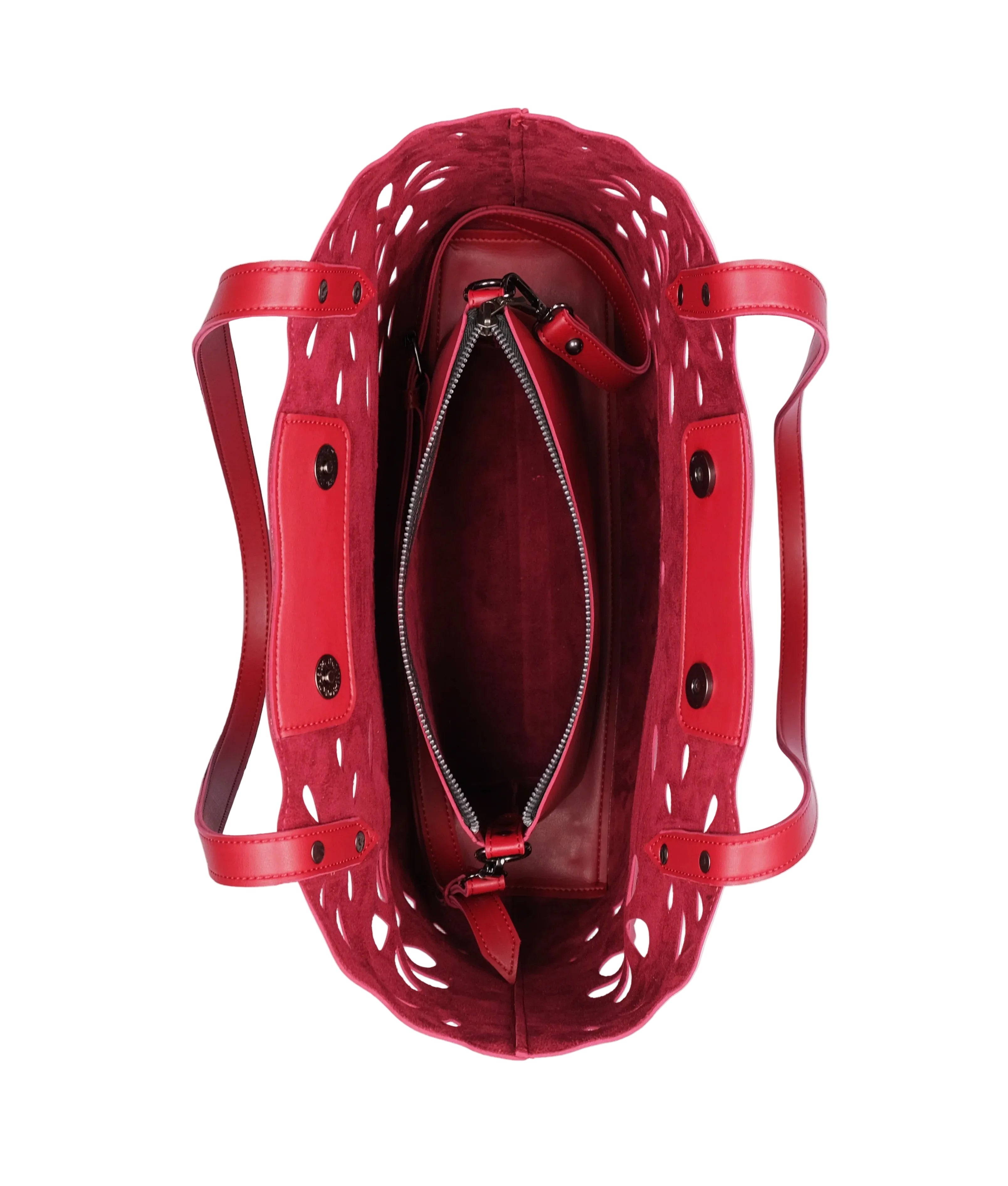 Red two-piece floral tote