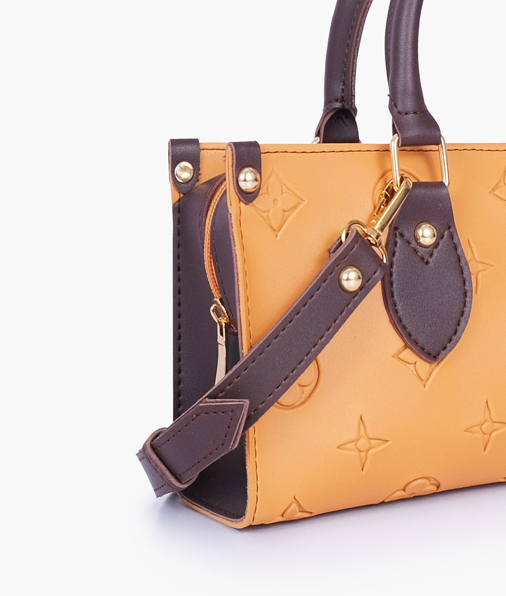 Mustard and dark brown on-the-go mini bag