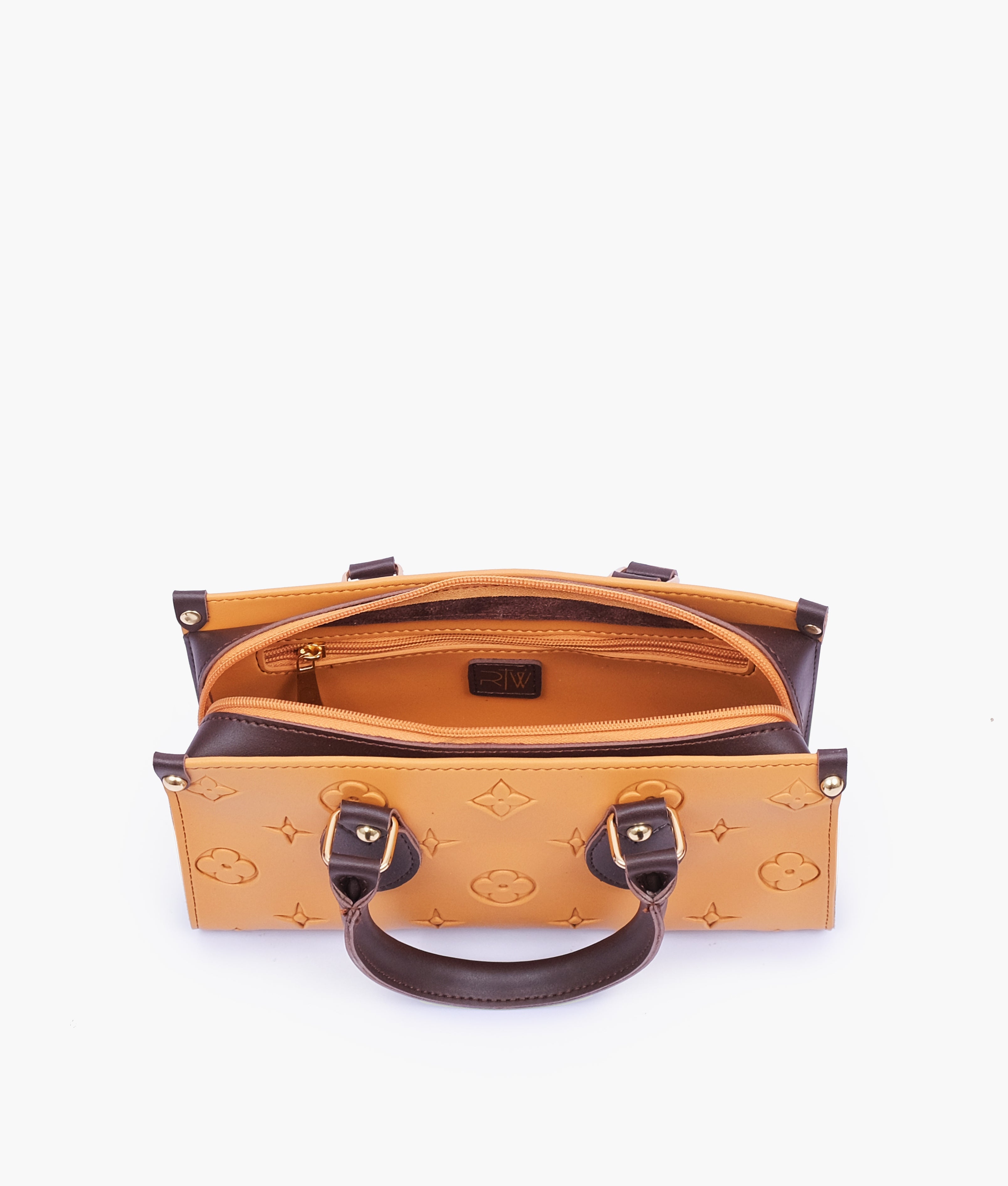Mustard and dark brown on-the-go mini bag