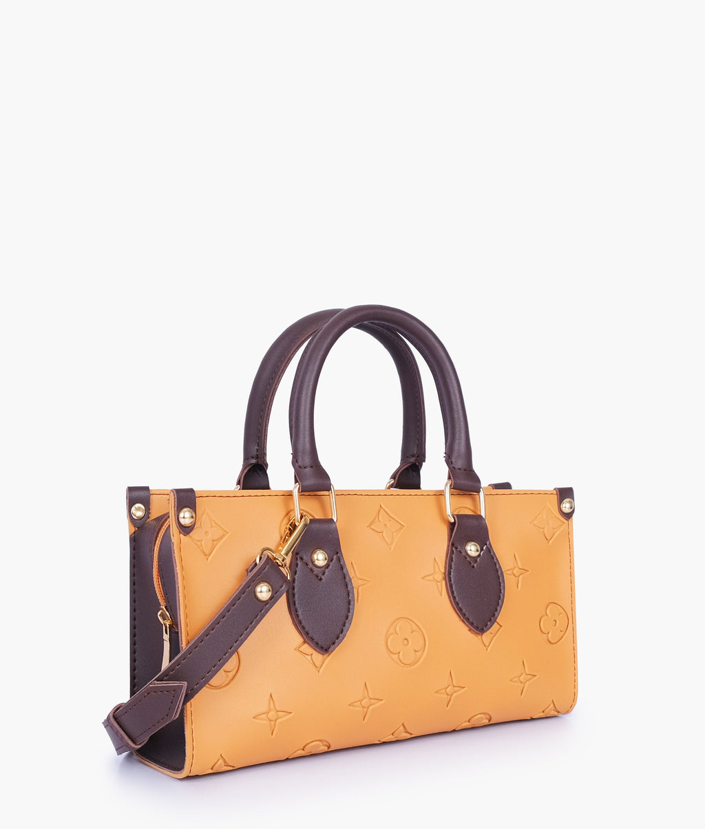 Mustard and dark brown on-the-go mini bag