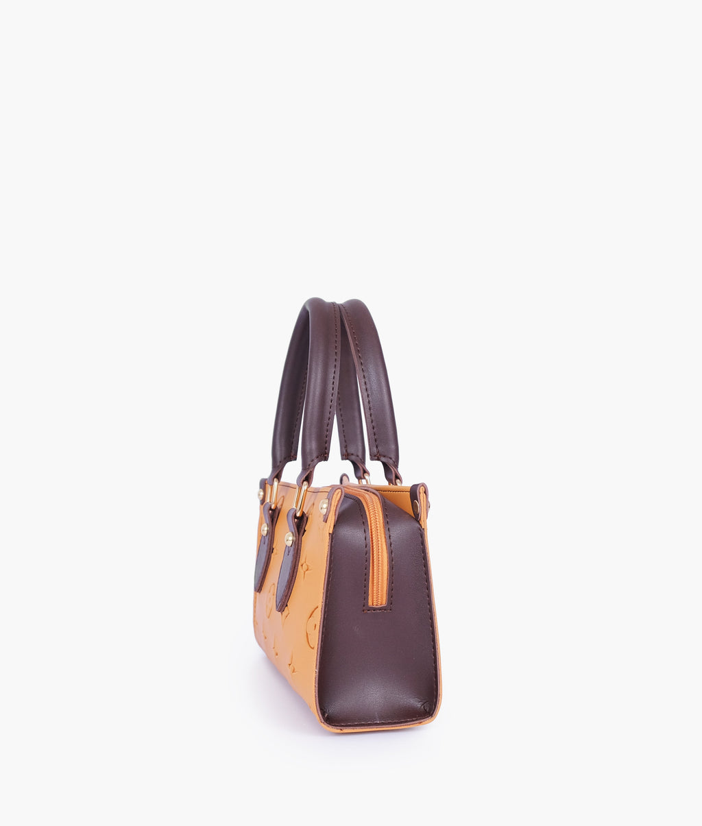 Mustard and dark brown on-the-go mini bag