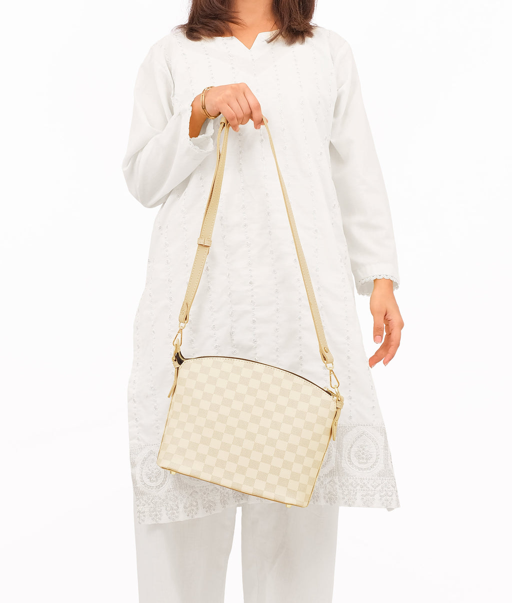 Off-white checkered dome cross-body bag